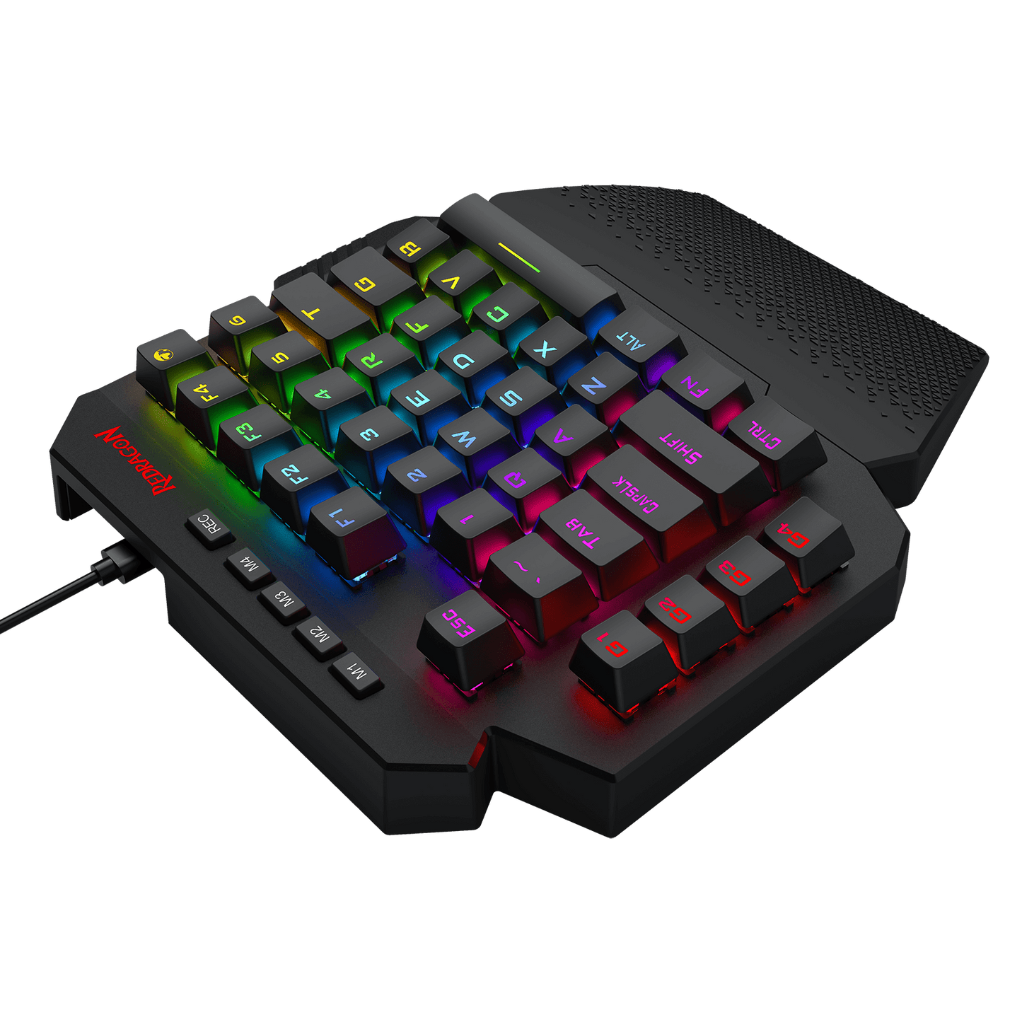 Redragon K758 Wired One-Handed RGB Mechanical Gaming Keyboard, 39 Keys Type-C Professional Gaming Keypad w/Upgraded Hot-Swappable Socket, 4 Onboard Macro Keys & Dedicated Wrist Rest