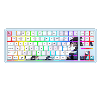 Redragon K728 PRO SE 80% 87 Keys Wireless Gasket RGB Gaming Keyboard, 3-Mode Anime Mechanical Keyboard w/Hot-Swap Socket, Dedicated Knob Control & 5-Layer Noise Dampening, Custom Hi-Fi Linear Switch
