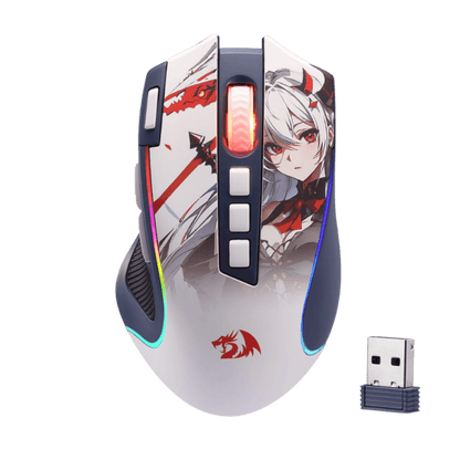 Redragon M612AK PRO RGB Anime Gaming Mouse, 8000 DPI Wired/Wireless Optical Mouse with 9 Programmable Buttons & 7 Backlit Modes, BT & 2.4G Wireless, Software Supports DIY Keybinds Rapid Fire Button