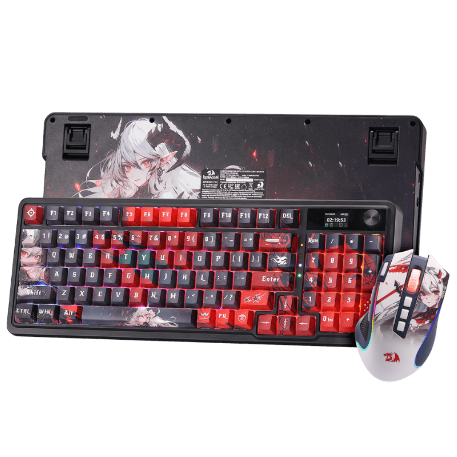 REDRAGON CB202AK Keyboard & Mouse, RGB, 2.4Ghz/BT/Wired, Dragon Chant Switches, Black