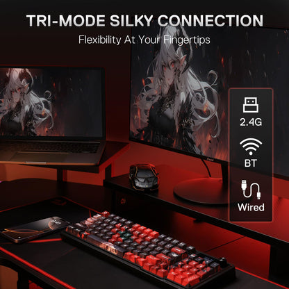 REDRAGON CB202AK Keyboard & Mouse, RGB, 2.4Ghz/BT/Wired, Dragon Chant Switches, Black