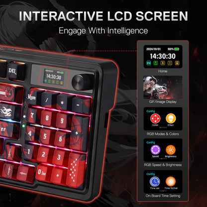REDRAGON CB202AK Keyboard & Mouse, RGB, 2.4Ghz/BT/Wired, Dragon Chant Switches, Black