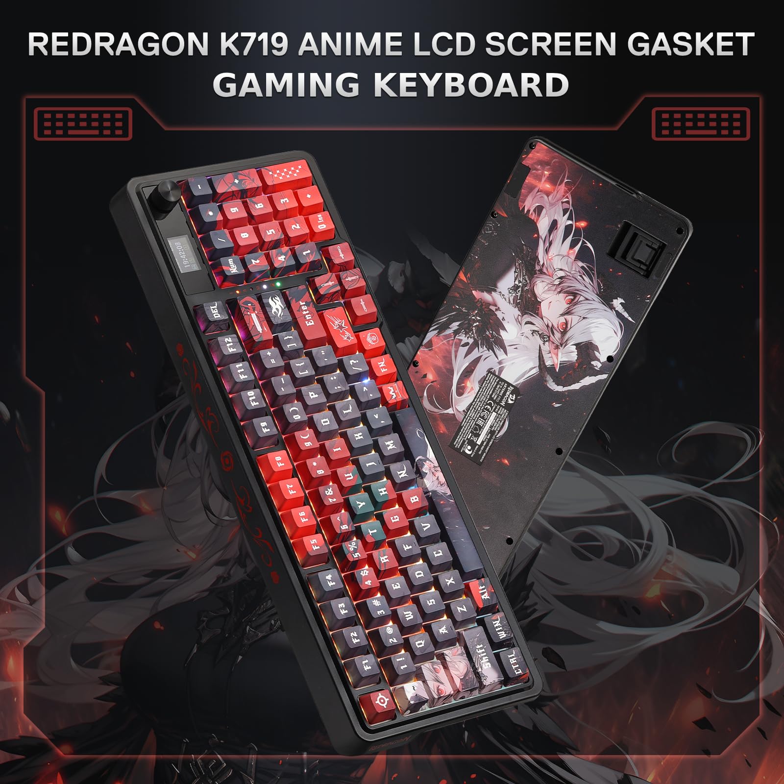 REDRAGON CB202AK Keyboard & Mouse, RGB, 2.4Ghz/BT/Wired, Dragon Chant Switches, Black
