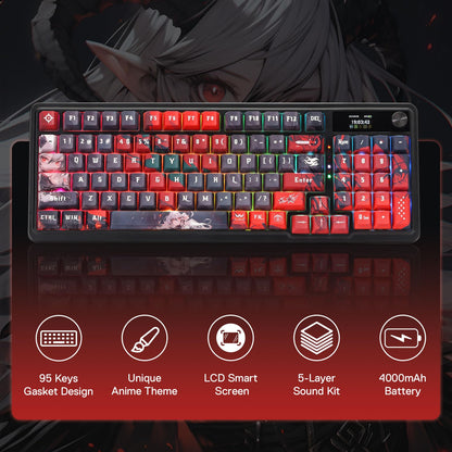 REDRAGON CB202AK Keyboard & Mouse, RGB, 2.4Ghz/BT/Wired, Dragon Chant Switches, Black