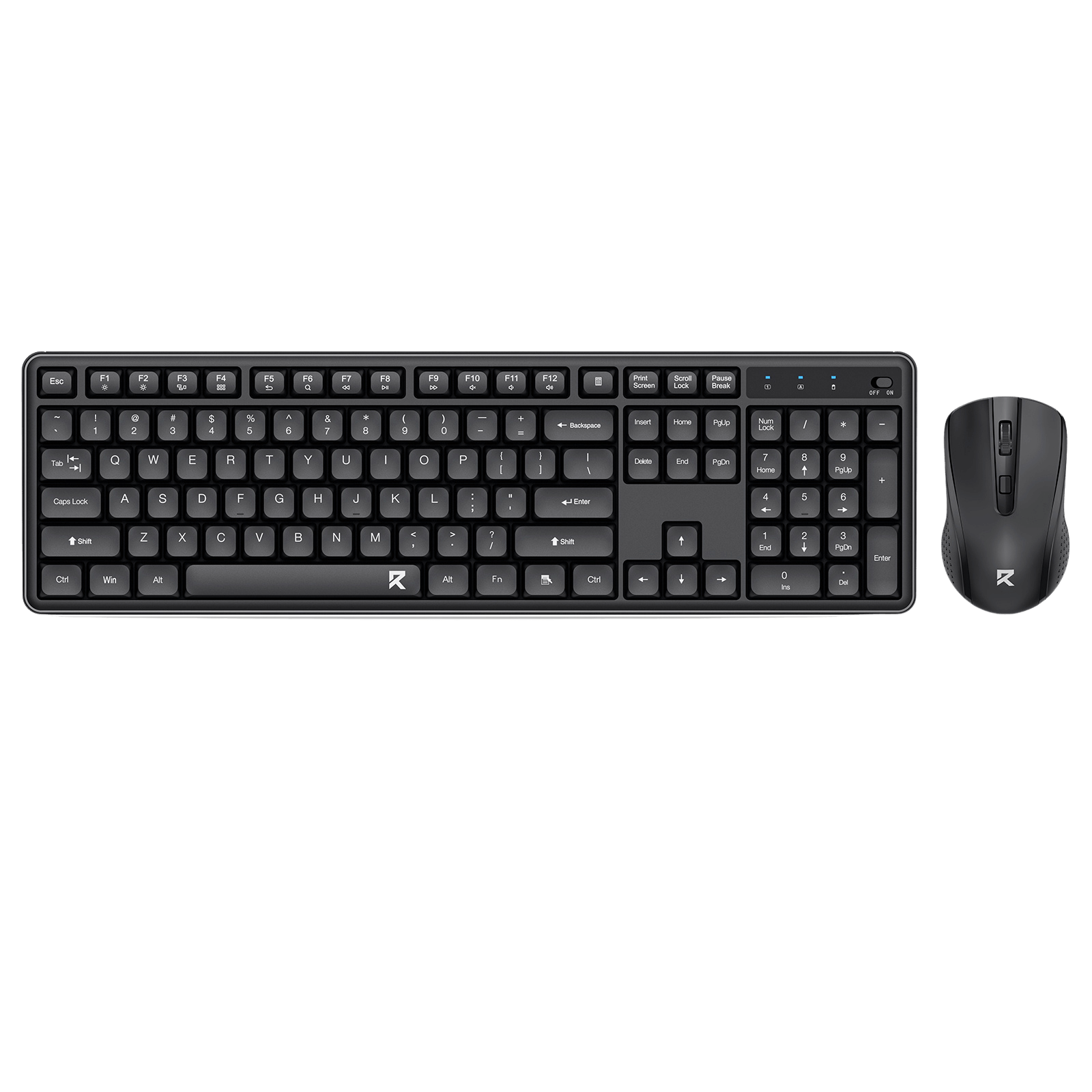 Redragon BS7634 Wireless Keyboard and Mouse Combo, 104 Keys 2.4Ghz Wireless Low-Profile Membrane Keyboard w/Low Profile Design, Ergnomic Comfort Grip, 4000 DPI Max Mouse