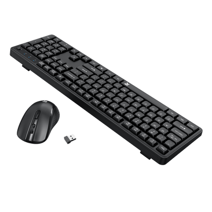 Redragon BS7634 Wireless Keyboard and Mouse Combo, 104 Keys 2.4Ghz Wireless Low-Profile Membrane Keyboard w/Low Profile Design, Ergnomic Comfort Grip, 4000 DPI Max Mouse