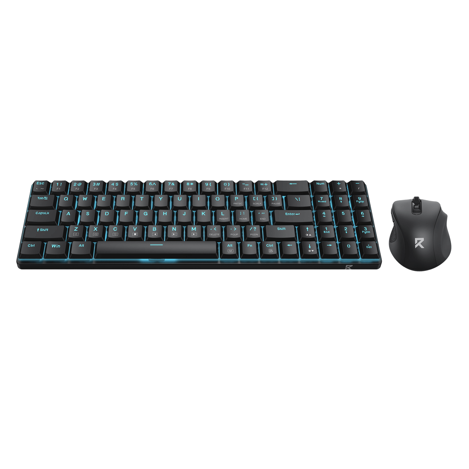 Redragon BS8773 Wireless Keyboard and Mouse Combo, 78 Keys 2.4Ghz Wireless Low-Profile Mechanical Brown Switch Keyboard w/Slim Compact Design & Single Blue Backlit, Comfort Grip 2400 DPI Max Mouse