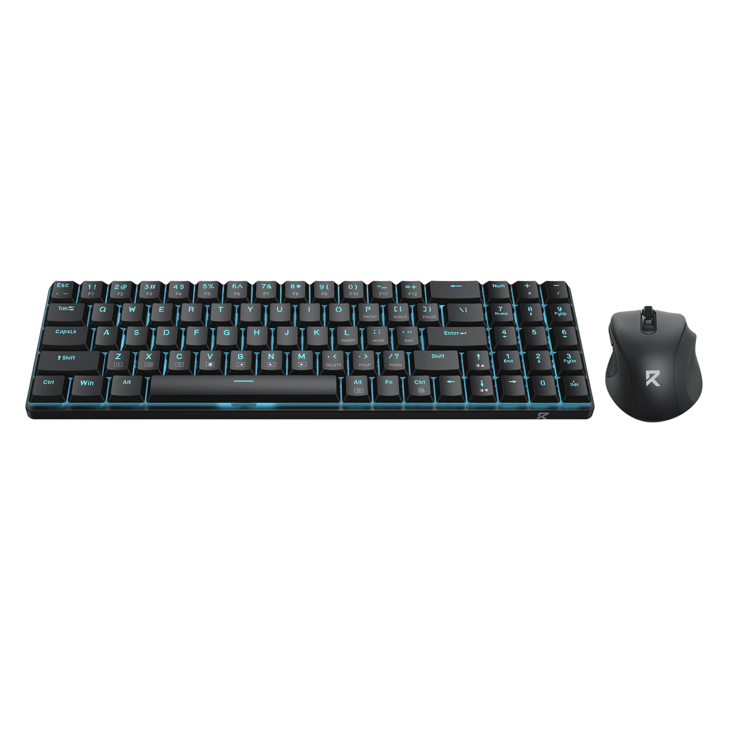 Redragon BS8773 Wireless Keyboard and Mouse Combo, 78 Keys 2.4Ghz Wireless Low-Profile Mechanical Brown Switch Keyboard w/Slim Compact Design & Single Blue Backlit, Comfort Grip 2400 DPI Max Mouse