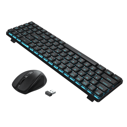 Redragon BS8773 Wireless Keyboard and Mouse Combo, 78 Keys 2.4Ghz Wireless Low-Profile Mechanical Brown Switch Keyboard w/Slim Compact Design & Single Blue Backlit, Comfort Grip 2400 DPI Max Mouse