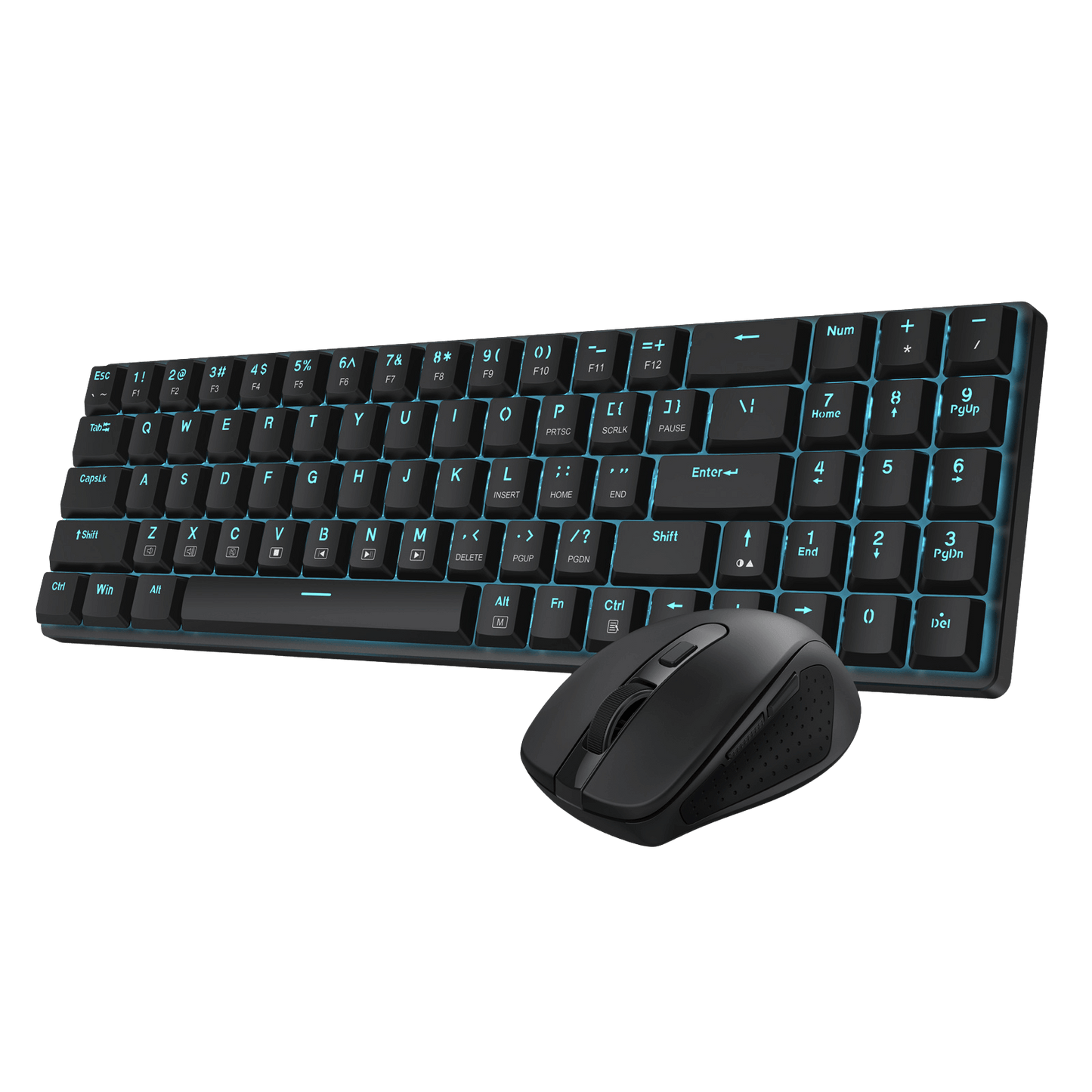 Redragon BS8773 Wireless Keyboard and Mouse Combo, 78 Keys 2.4Ghz Wireless Low-Profile Mechanical Brown Switch Keyboard w/Slim Compact Design & Single Blue Backlit, Comfort Grip 2400 DPI Max Mouse