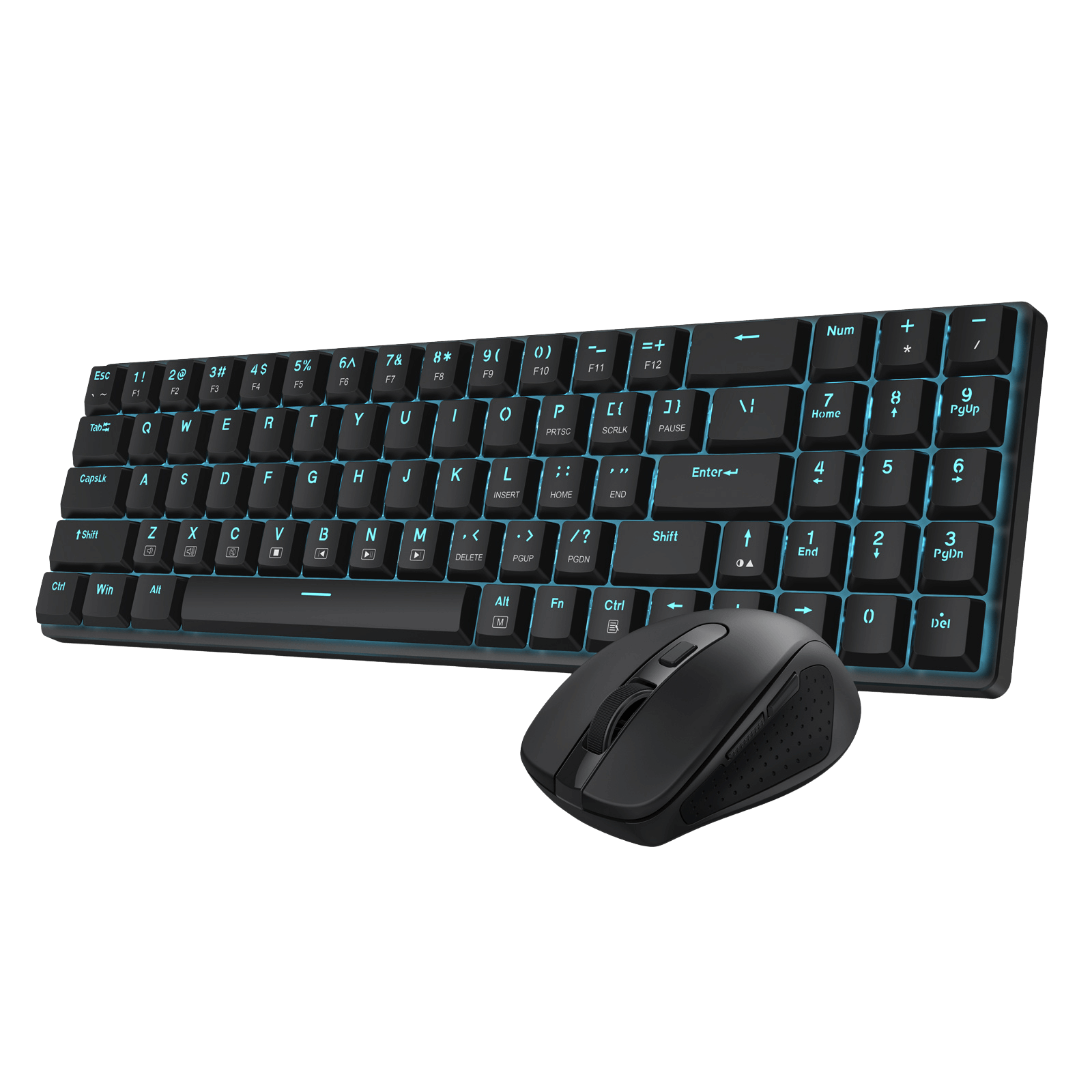 Redragon BS8773 Wireless Keyboard and Mouse Combo, 78 Keys 2.4Ghz Wireless Low-Profile Mechanical Brown Switch Keyboard w/Slim Compact Design & Single Blue Backlit, Comfort Grip 2400 DPI Max Mouse