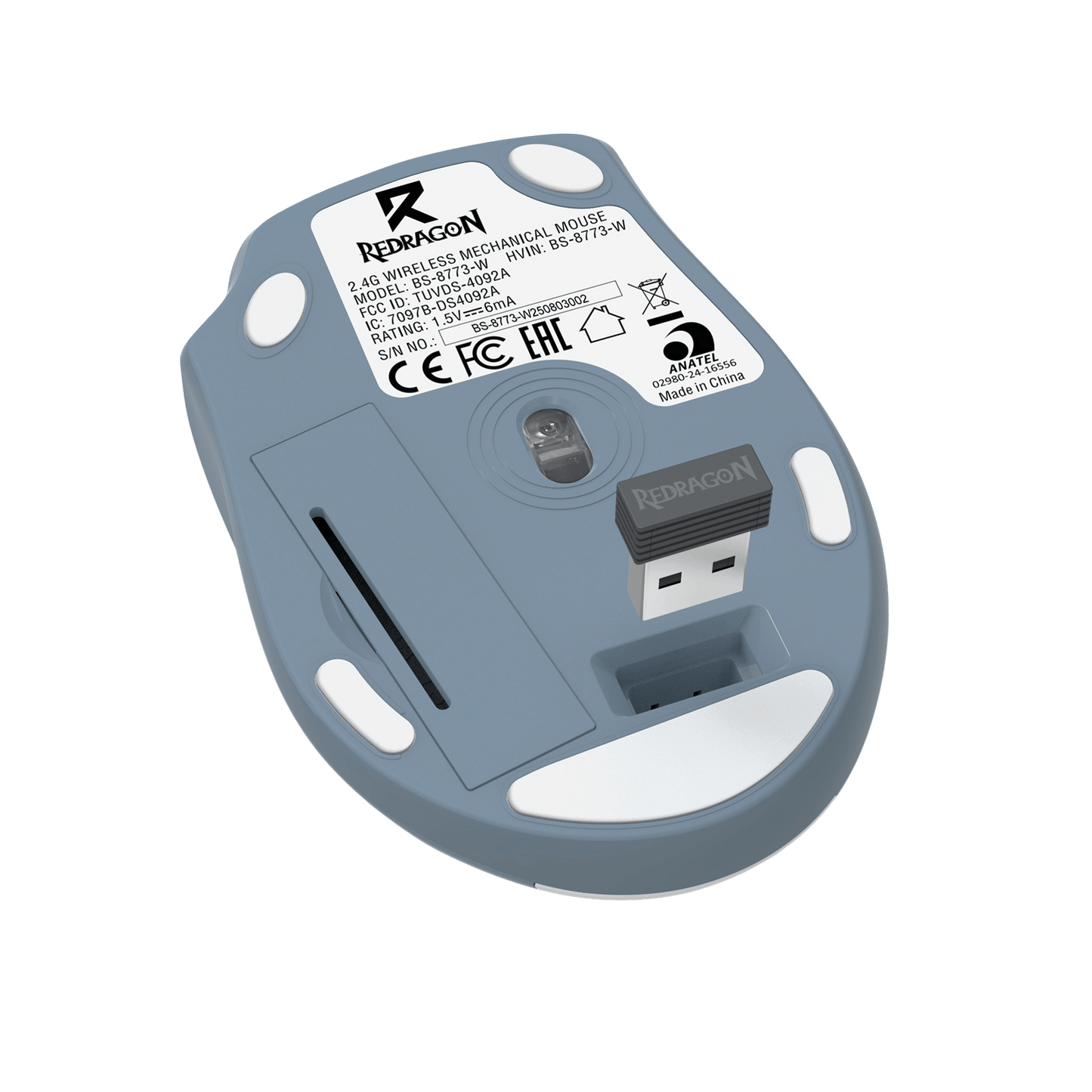 Redragon BS8773 Wireless Keyboard and Mouse Combo, 78 Keys 2.4Ghz Wireless Low-Profile Mechanical Red Switch Keyboard w/Slim Compact Design & Single Blue Backlit, Comfort Grip 2400 DPI Max Mouse