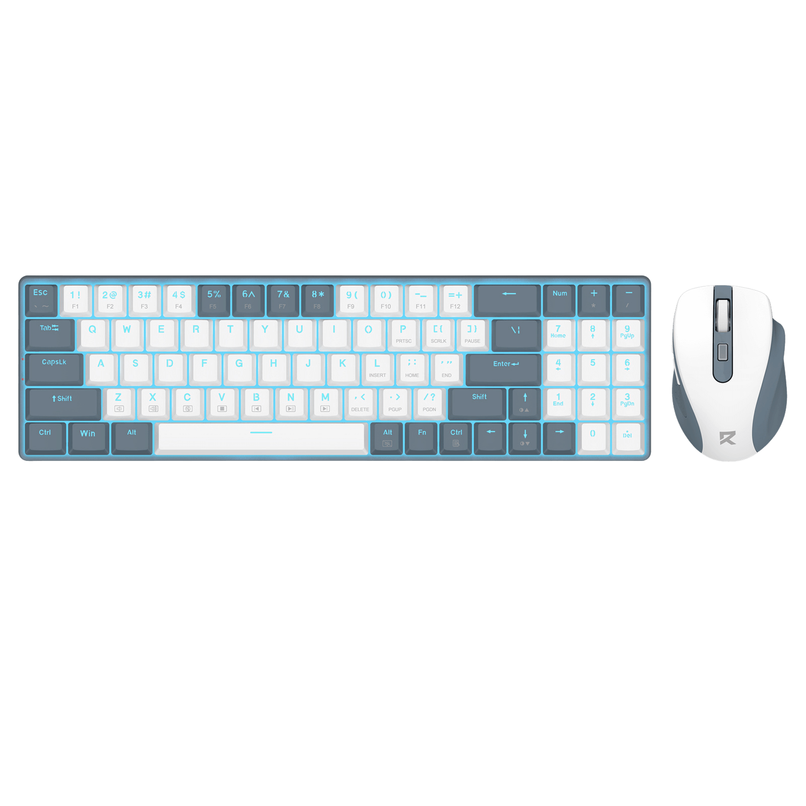 Redragon BS8773 Wireless Keyboard and Mouse Combo, 78 Keys 2.4Ghz Wireless Low-Profile Mechanical Red Switch Keyboard w/Slim Compact Design & Single Blue Backlit, Comfort Grip 2400 DPI Max Mouse