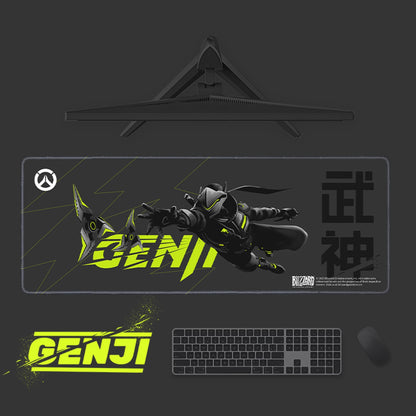 Overwatch Genji XXL Gaming Mouse Pad - Official Blizzard Black Themed Desk Mat for Genji Fans