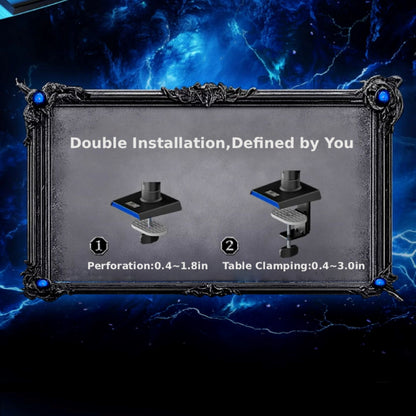 This WoW-themed monitor stand offers double installation options: choose perforation (0.4–1.8in) or table clamping (0.4–3.0in) to fit your desk. Styled with iconic WoW framing, it lets you customize setup for your gaming space.