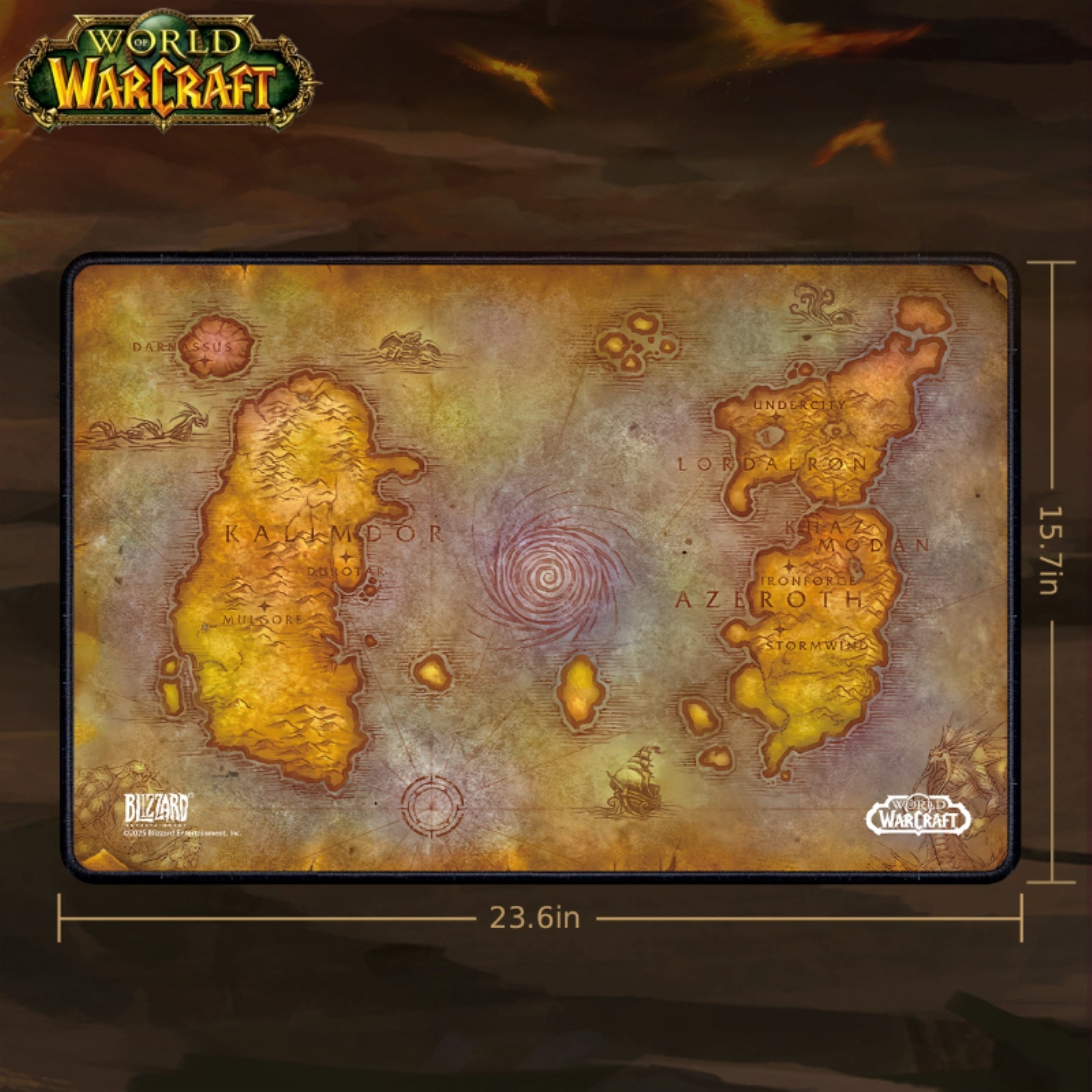 WoW Azeroth Map XXL Gaming Mouse Pad (23.6x17.7in) - Official Blizzard Oversized Desk Mat for Gamers