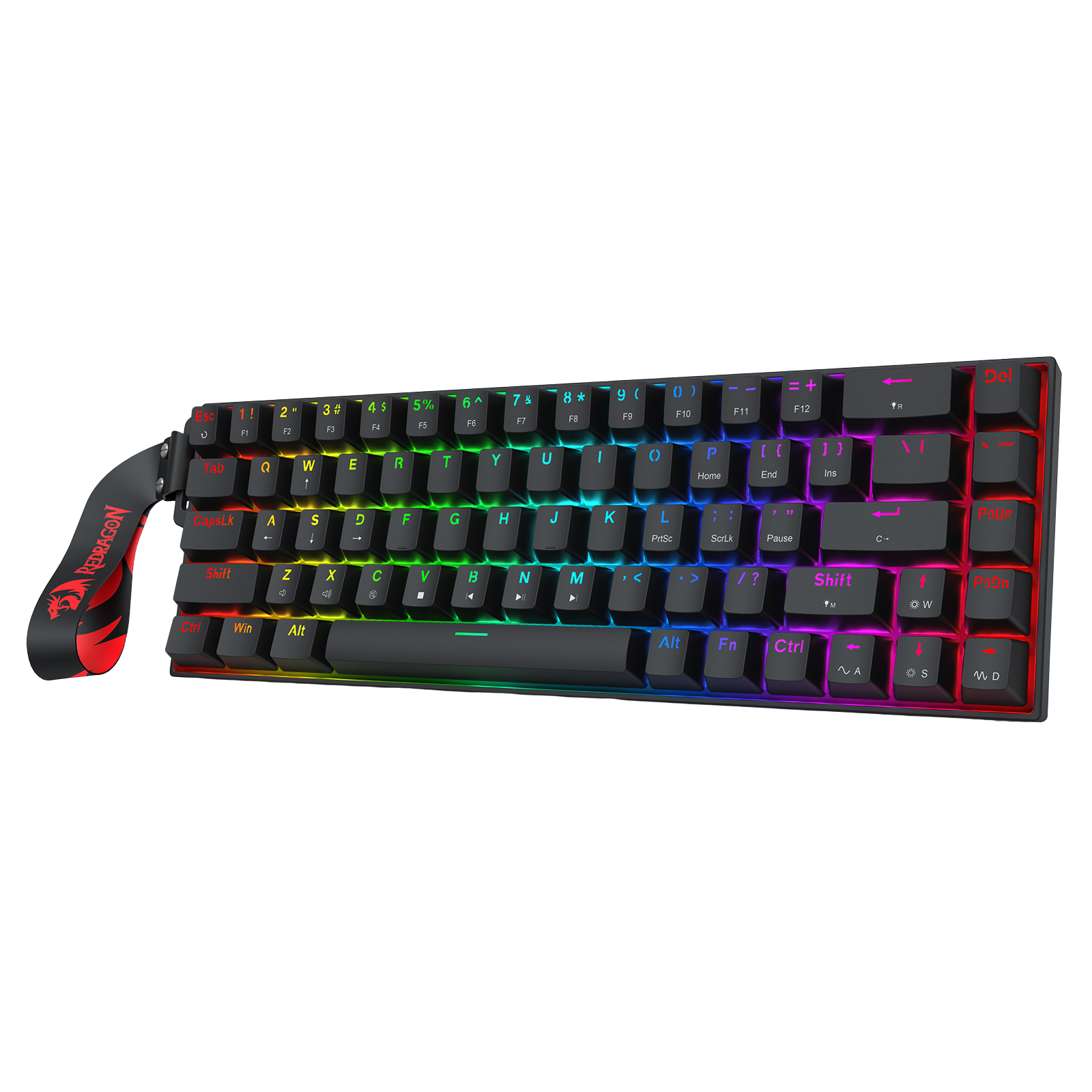 Redragon K631 HE Rapid Trigger RGB Gaming Keyboard, 68 Keys Wired Mechanical Keyboard w/Hyper-Fast Actuation, Hall Effect 8K Polling Magnetic Switch, Actuation Point Adjustable, Strap Version