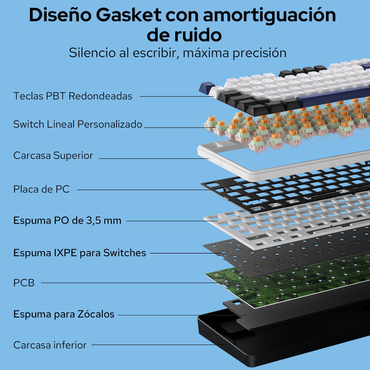 Teclado para juegos Redragon K689 con diseño QWERTY, conexión por cable, retroiluminación RGB, 104 teclas + 4 teclas de acceso rápido adicionales; teclado mecánico con zócalo mejorable intercambiable en caliente, amortiguación del ruido de 5 capas, teclas de colores variados e interruptores lineales personaliz