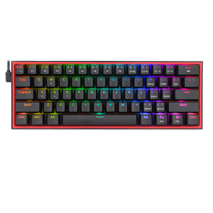 Redragon K617 Fizz 60% Wired RGB Gaming Keyboard, 61 Keys Hot-Swap Compact Mechanical Keyboard w/ 16.8M RGB Backlight, Red Inner Design, Programmable Linear Red Switch, Pro Software