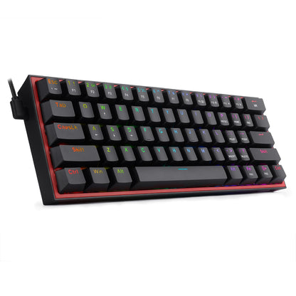 Redragon K617 Fizz 60% Wired RGB Gaming Keyboard, 61 Keys Hot-Swap Compact Mechanical Keyboard w/ 16.8M RGB Backlight, Red Inner Design, Programmable Linear Red Switch, Pro Software
