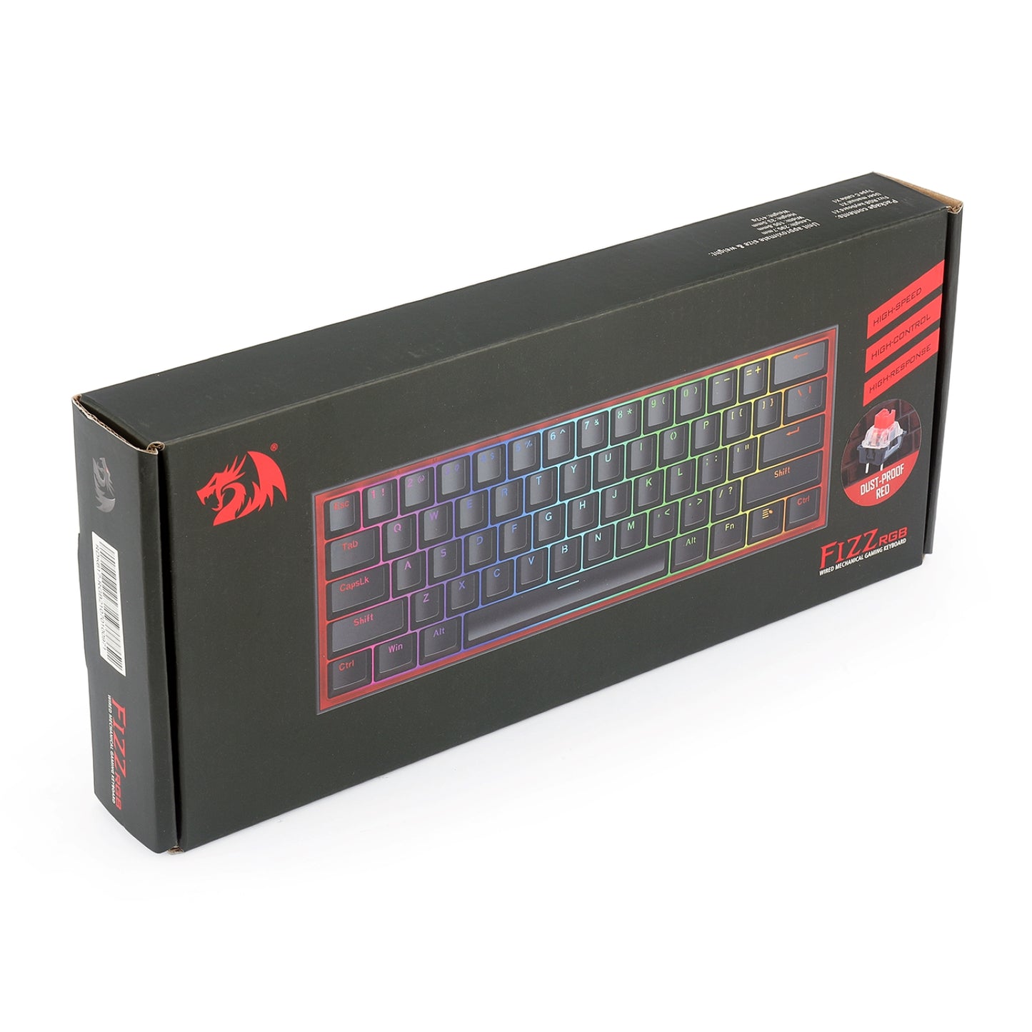 Redragon K617 Fizz 60% Wired RGB Gaming Keyboard, 61 Keys Hot-Swap Compact Mechanical Keyboard w/ 16.8M RGB Backlight, Red Inner Design, Programmable Linear Red Switch, Pro Software