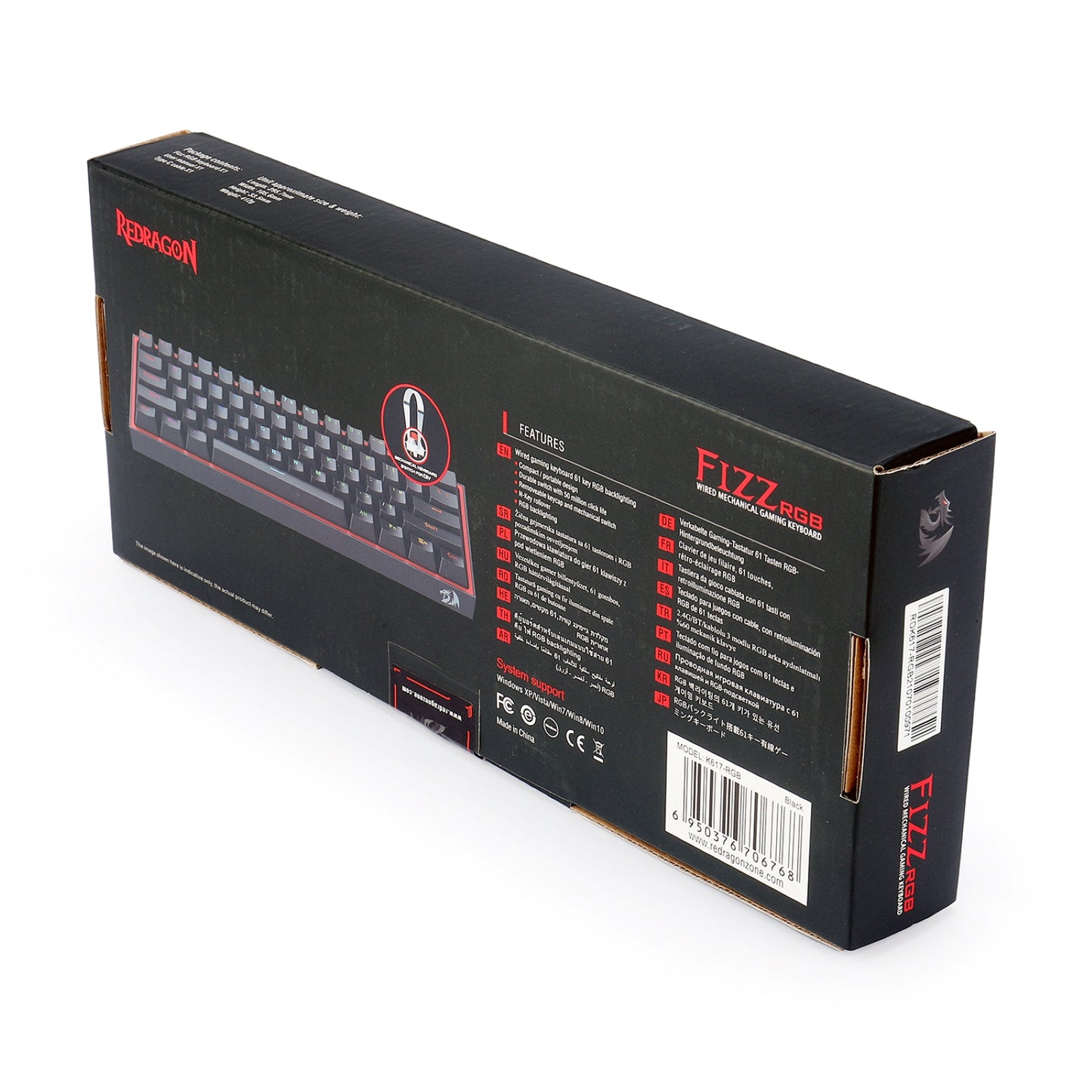 Redragon K617 Fizz 60% Wired RGB Gaming Keyboard, 61 Keys Hot-Swap Compact Mechanical Keyboard w/ 16.8M RGB Backlight, Red Inner Design, Programmable Linear Red Switch, Pro Software