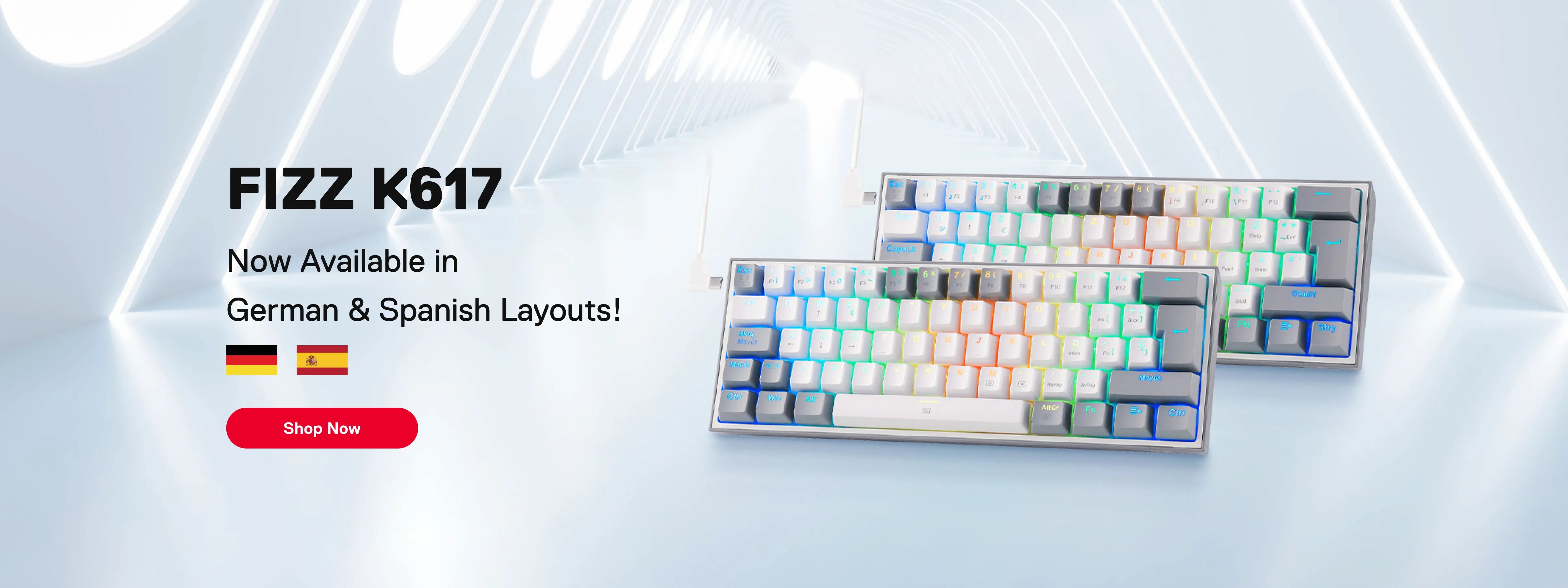 FIZZ K617 keyboard with colorful keycaps on a light gray background