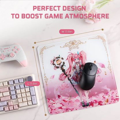 LTC Glass Mouse Pad - Ultra-Smooth Precision Surface with Non-Slip Base, Easy to Clean, Hard Mousepad for Gaming - 11.8 x 11.8 x 0.15 inches 