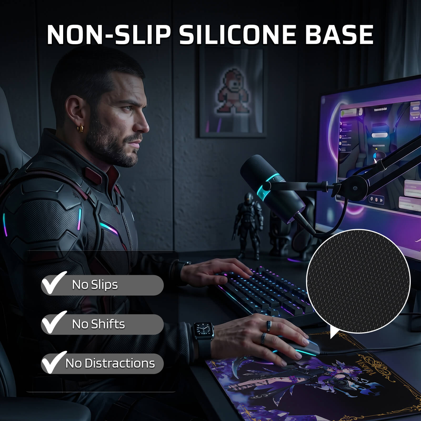 LTC Glass Mouse Pad - Ultra-Smooth Precision Surface with Non-Slip Base, Easy to Clean, Hard Mousepad for Gaming - 11.8 x 11.8 x 0.15 inches 