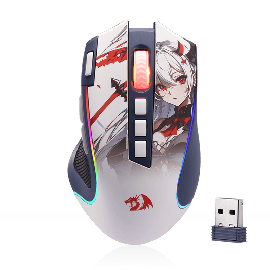 Redragon M612AK PRO RGB Gaming Mouse, 8000 DPI Wired/Wireless Optical Mouse with 9 Programmable Buttons & 7 Backlit Modes, BT & 2.4G Wireless, Software Supports DIY Keybinds Rapid Fire Button