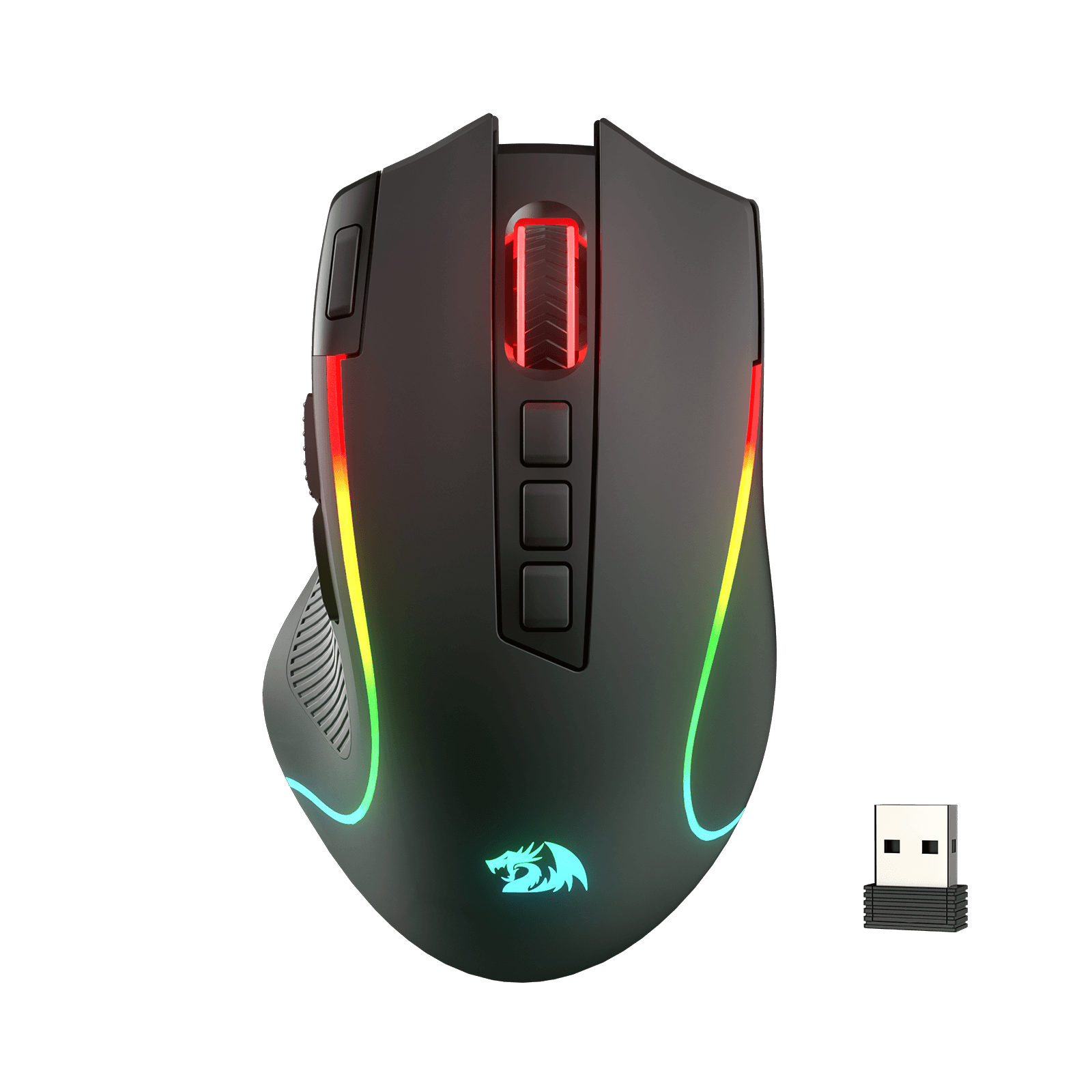 Redragon M612 PRO RGB Gaming Mouse, 8000 DPI Wired/Wireless Optical Gamer Mouse with 7 Programmable Buttons & 7 Backlit Modes, BT & 2.4G Wireless, Software Supports DIY Keybinds Rapid Fire Button| show