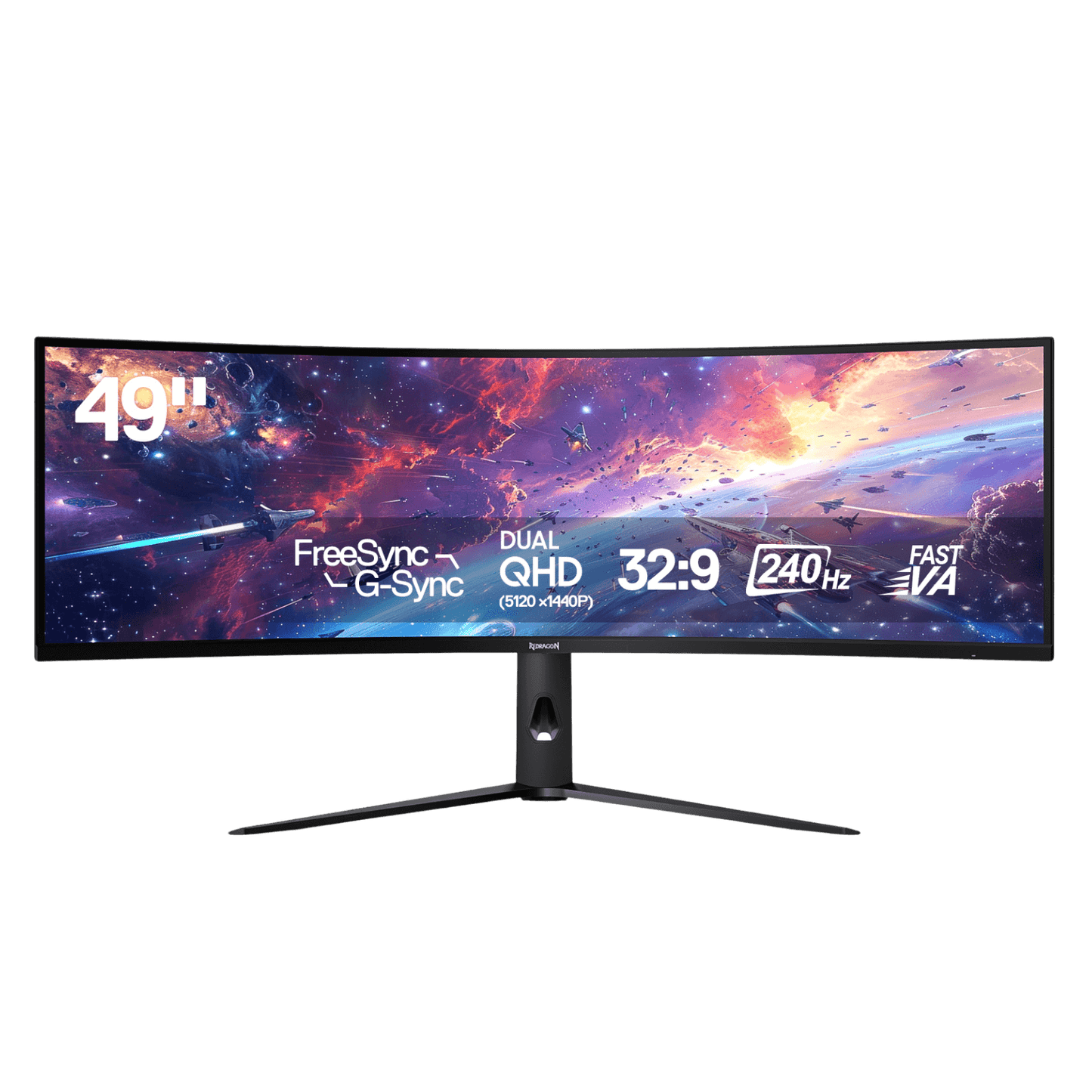 Redragon 49" Curve Gaming Monitor - DQHD 5120x1440, 32:9, 240Hz, 2.2ms, Support FreeSync & G-Sync, KVM, Eye Care, DisplayPort HDMI, Tilt Adjustable, Ultrawide 1000R Curve Computer Monitor
