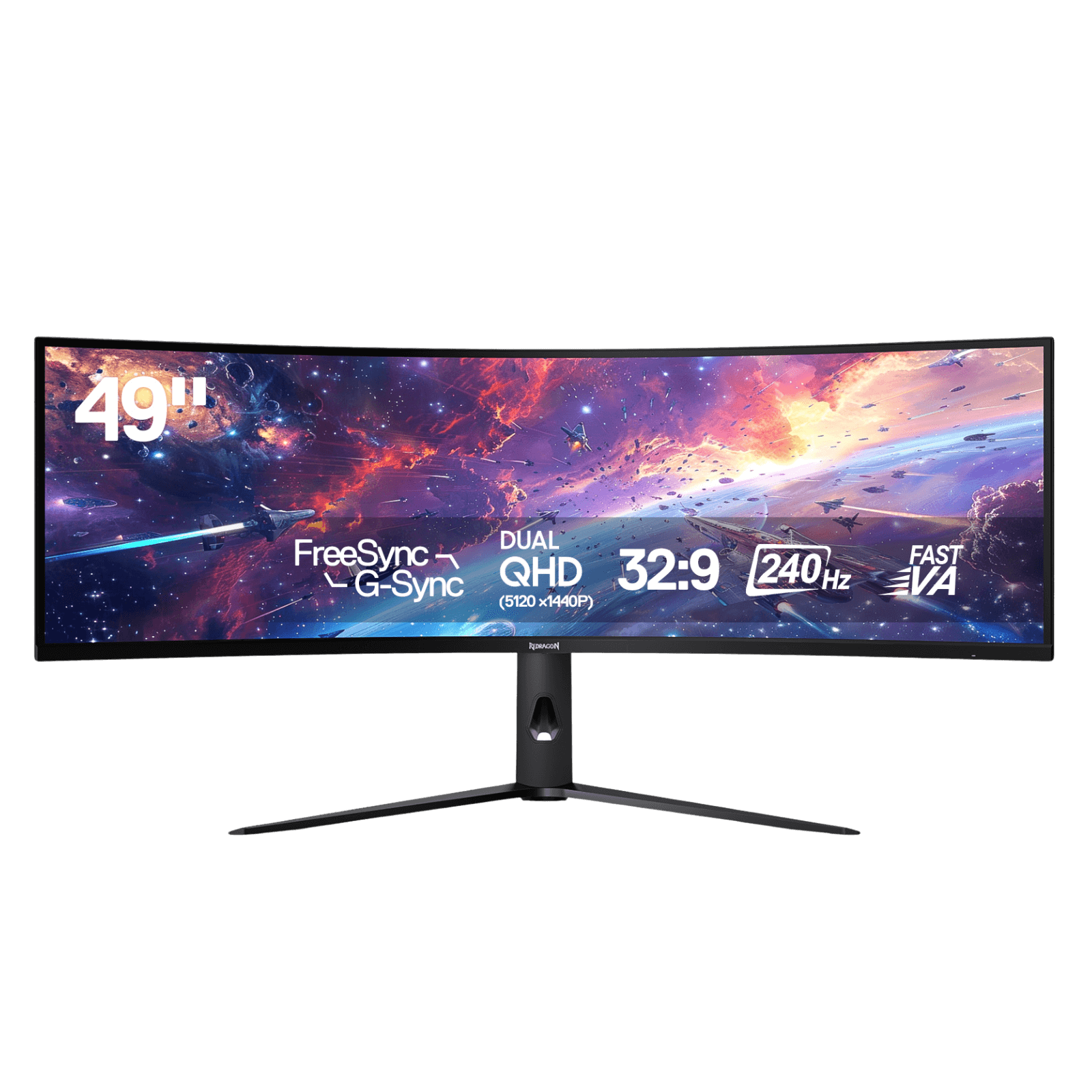 Redragon 49" Curve Gaming Monitor - DQHD 5120x1440, 32:9, 240Hz, 2.2ms, Support FreeSync & G-Sync, KVM, Eye Care, DisplayPort HDMI, Tilt Adjustable, Ultrawide 1000R Curve Computer Monitor