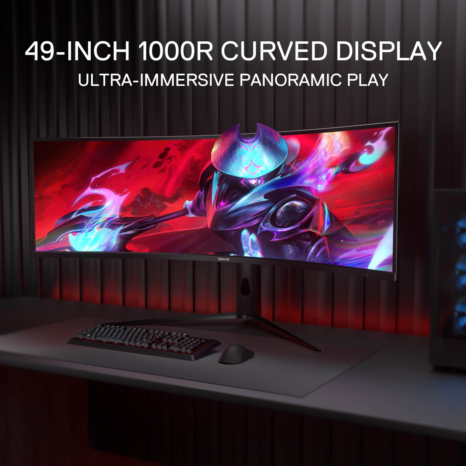 Redragon 49" Curve Gaming Monitor - DQHD 5120x1440, 32:9, 240Hz, 2.2ms, Support FreeSync & G-Sync, KVM, Eye Care, DisplayPort HDMI, Tilt Adjustable, Ultrawide 1000R Curve Computer Monitor