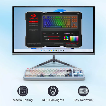 Redragon K728 PRO SE 80% 87 Keys Wireless Gasket RGB Gaming Keyboard, 3-Mode Anime Mechanical Keyboard w/Hot-Swap Socket, Dedicated Knob Control & 5-Layer Noise Dampening, Custom Hi-Fi Linear Switch