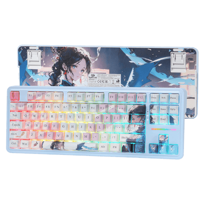 Redragon K728 PRO SE 80% 87 Keys Wireless Gasket RGB Gaming Keyboard, 3-Mode Anime Mechanical Keyboard w/Hot-Swap Socket, Dedicated Knob Control & 5-Layer Noise Dampening, Custom Hi-Fi Linear Switch
