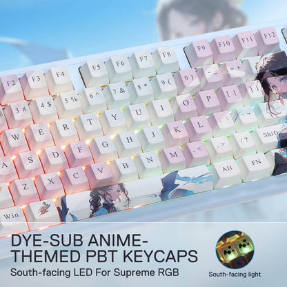 Redragon K728 PRO SE 80% 87 Keys Wireless Gasket RGB Gaming Keyboard, 3-Mode Anime Mechanical Keyboard w/Hot-Swap Socket, Dedicated Knob Control & 5-Layer Noise Dampening, Custom Hi-Fi Linear Switch
