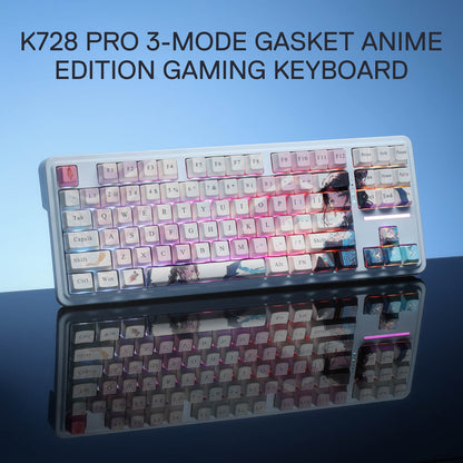 Redragon K728 PRO SE 80% 87 Keys Wireless Gasket RGB Gaming Keyboard, 3-Mode Anime Mechanical Keyboard w/Hot-Swap Socket, Dedicated Knob Control & 5-Layer Noise Dampening, Custom Hi-Fi Linear Switch