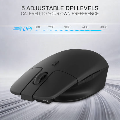 The mouse offers 5 adjustable DPI levels (800/1200/1600/2400/4000), catering to different user preferences for precision and speed.
