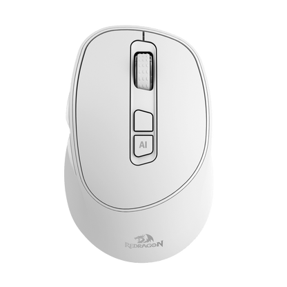 Redragon BM4195 AI Smart Wireless Mouse, 2.4G & BT Computer Office Mouse, Translate & Voice Typing, 5 DPI Adjustable, Ergonomic Design, Long Battery Life, for Laptop/Desktop/PC, White | show