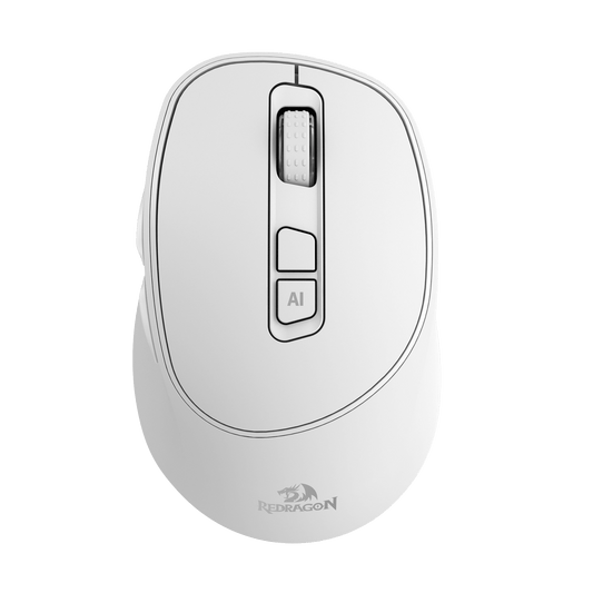 Redragon BM4195 AI Smart Wireless Mouse, 2.4G & BT Computer Office Mouse, Translate & Voice Typing, 5 DPI Adjustable, Ergonomic Design, Long Battery Life, for Laptop/Desktop/PC, White | show