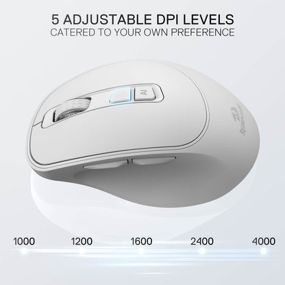Redragon White computer mouse with adjustable DPI levels on a light gray background