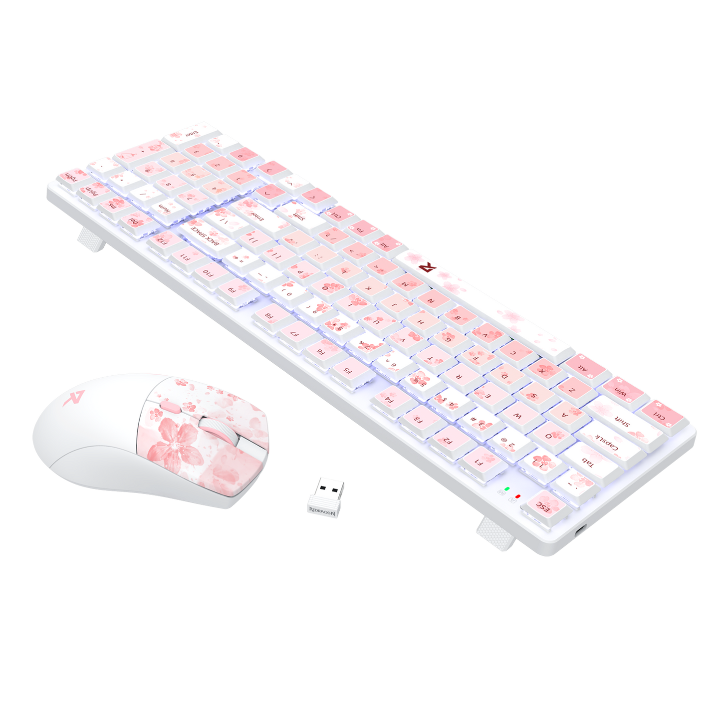 Redragon BS7552 Wireless Keyboard and Mouse Pink Combo 