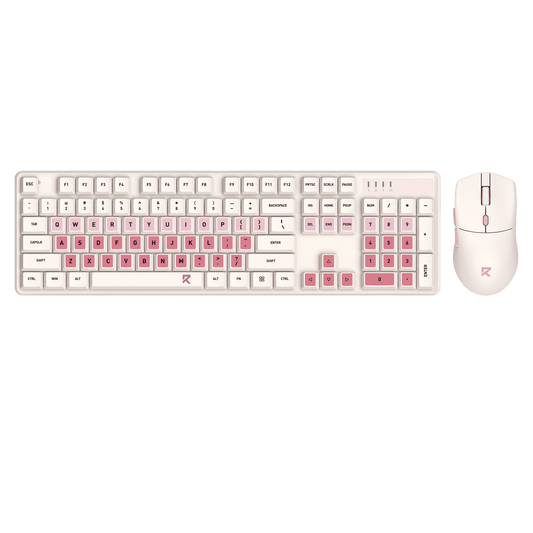 Redragon BS 8531 Wireless Keyboard & Mouse Combo, 104 Keys Low-Profile Mechanical Switch White LED Gaming Keyboard and 8000 DPI Mouse Bundle, Sakura Pink