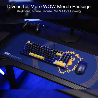 Gaming setup with keyboard, mouse, and mouse pad on a desk
