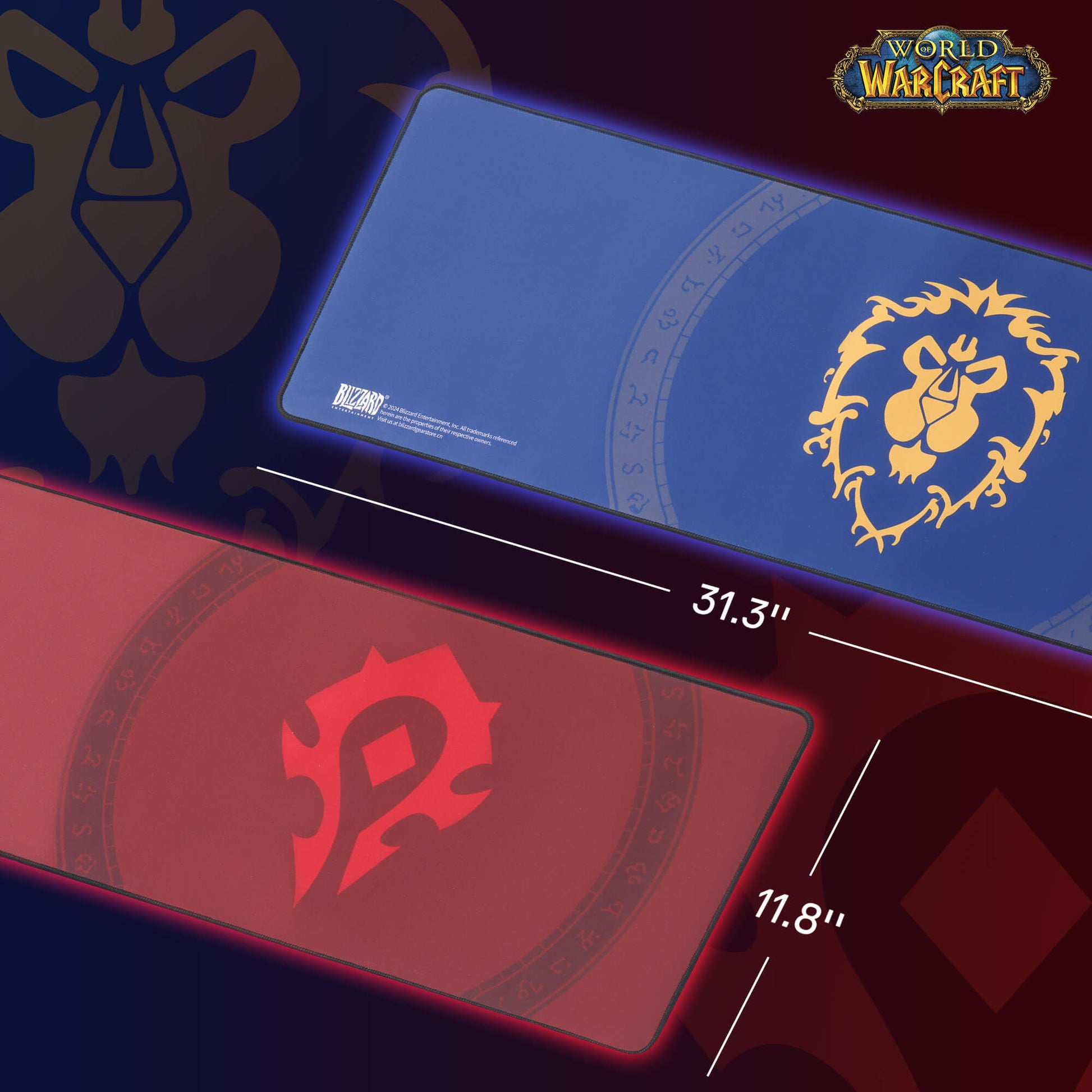 Redragon Two gaming mouse pads with World of Warcraft logos on a dark background