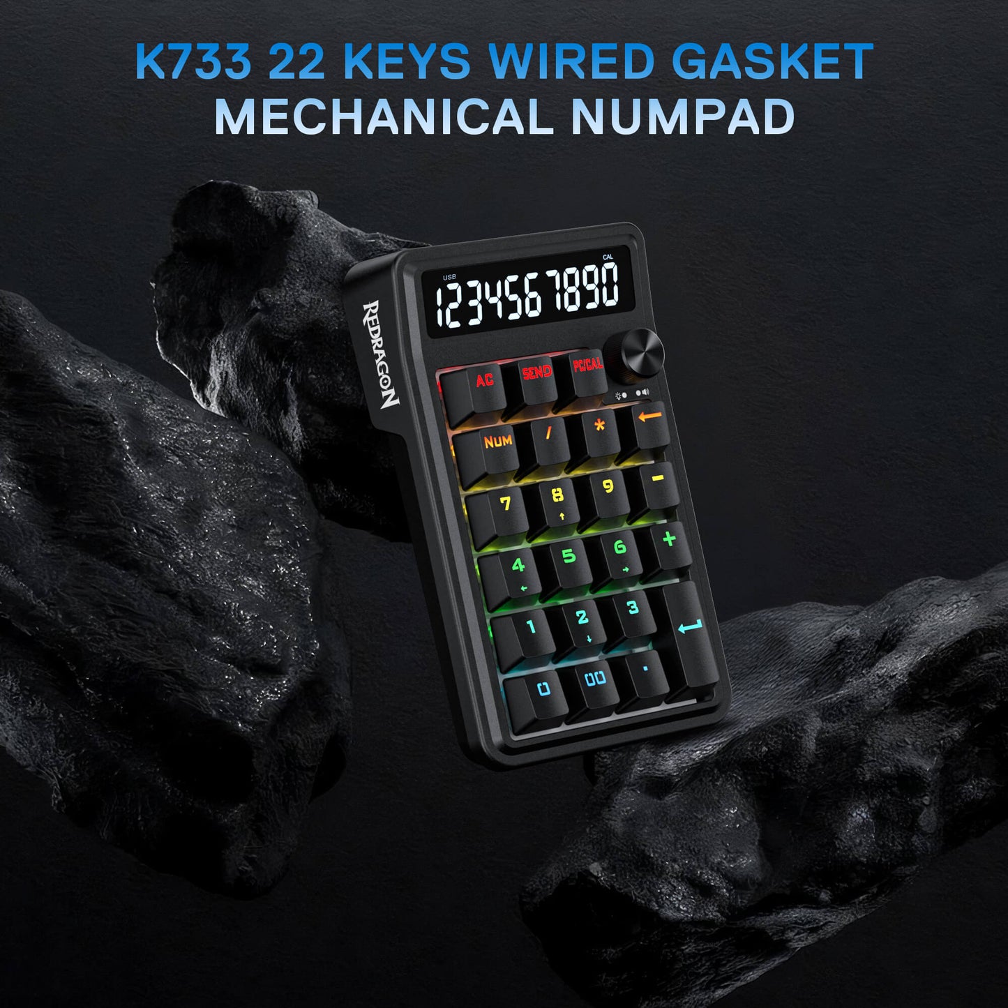 Redragon Mechanical numpad with 22 keys on a dark background