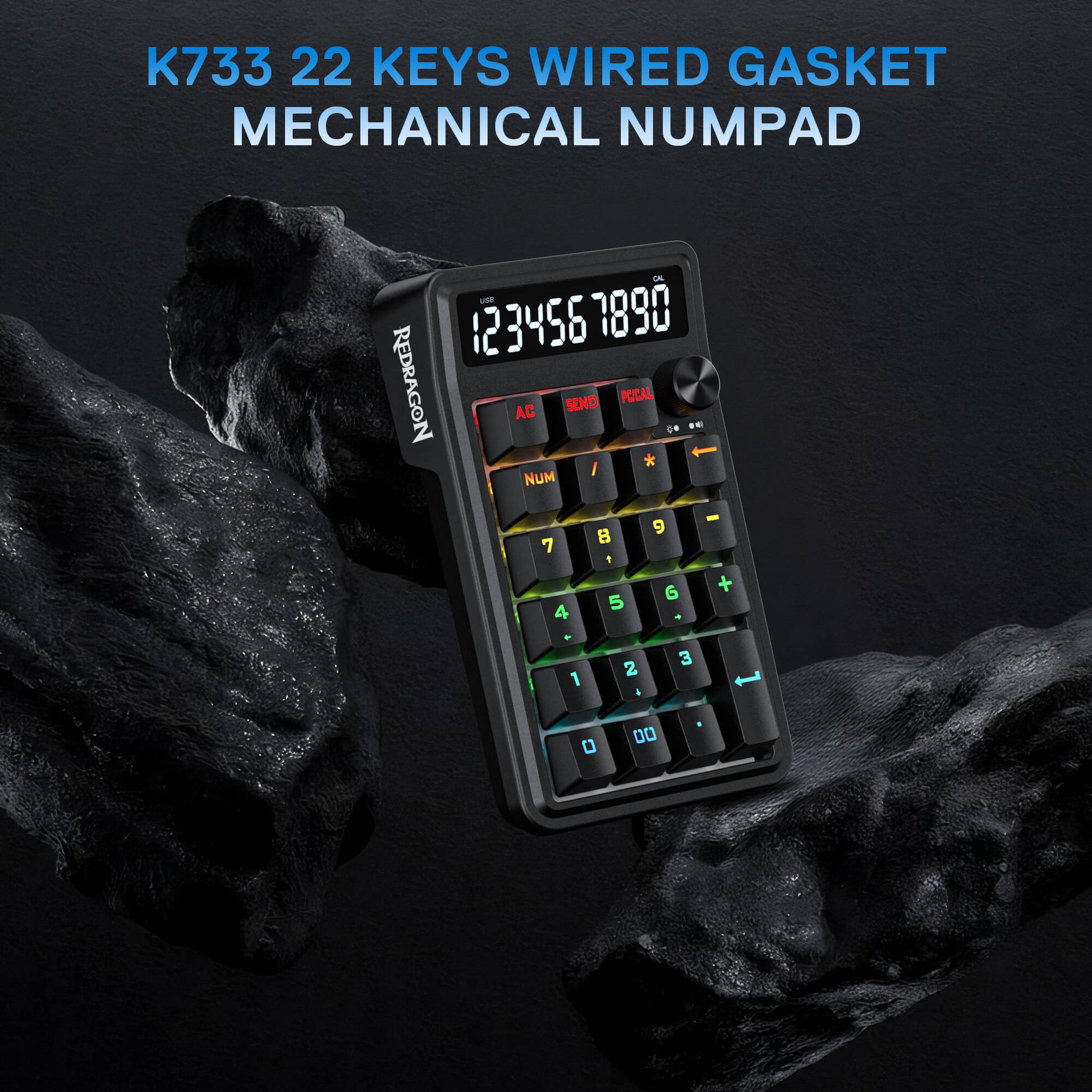 Redragon Mechanical numpad with 22 keys on a dark background