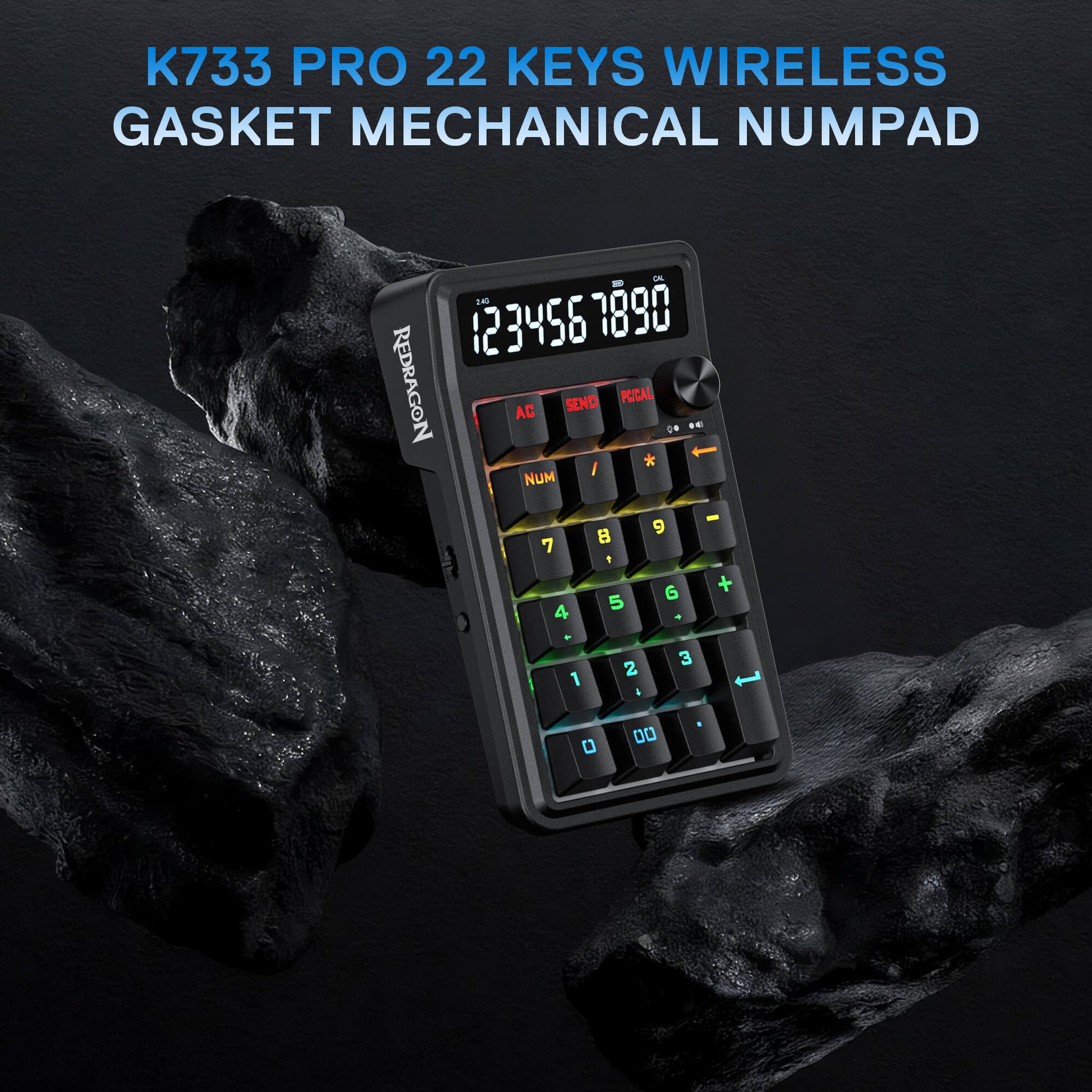 Redragon K733 Pro 22 keys wireless gasket mechanical numpad on a dark background