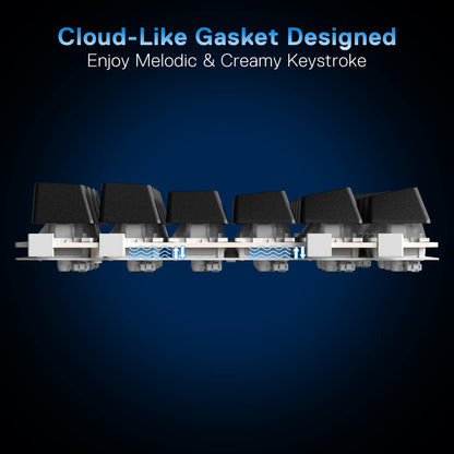 Redragon K733 Mechanical keyboard key mechanism with text on a dark blue background